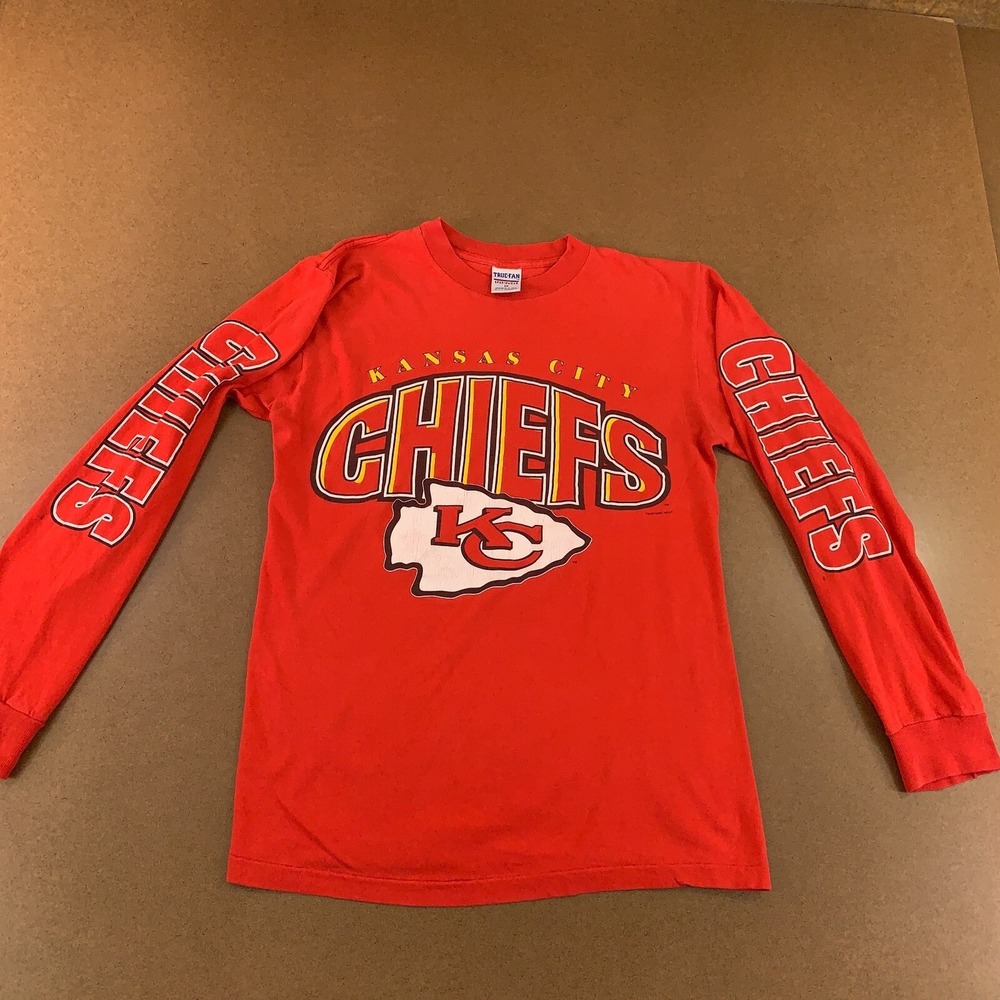 Kansas City Chiefs True Fan Mens Medium Red Long Sleeve Graphic Vintage T-Shirt